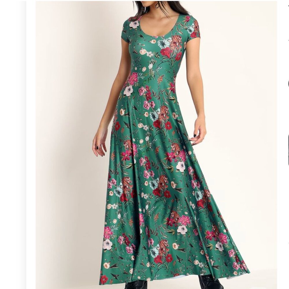 Blackmilk Tropical Tiger Teal Cap Sleeve Maxi Dress (Size S) NWOT